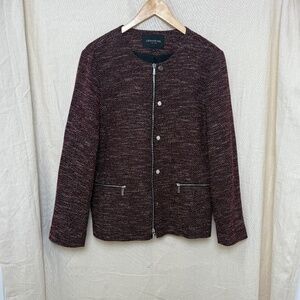 Lafayette 148 Kerrington Tweed Burgundy Evening Jacket in Large